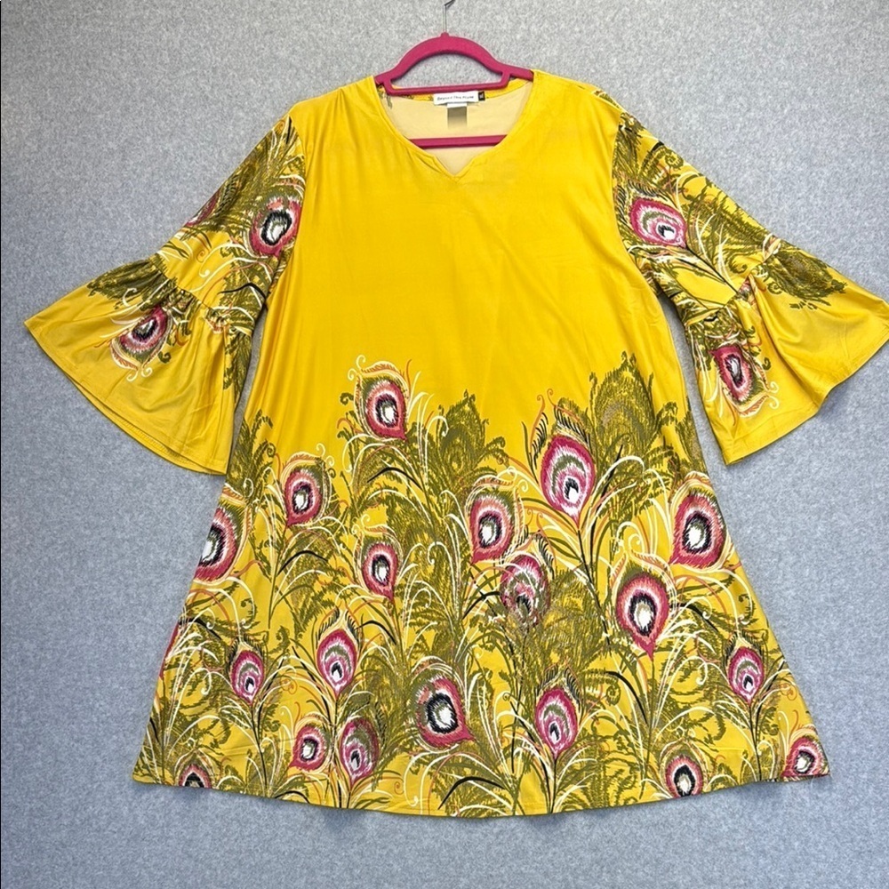 Vibrant Yellow and Pink Dress with Elegant Design